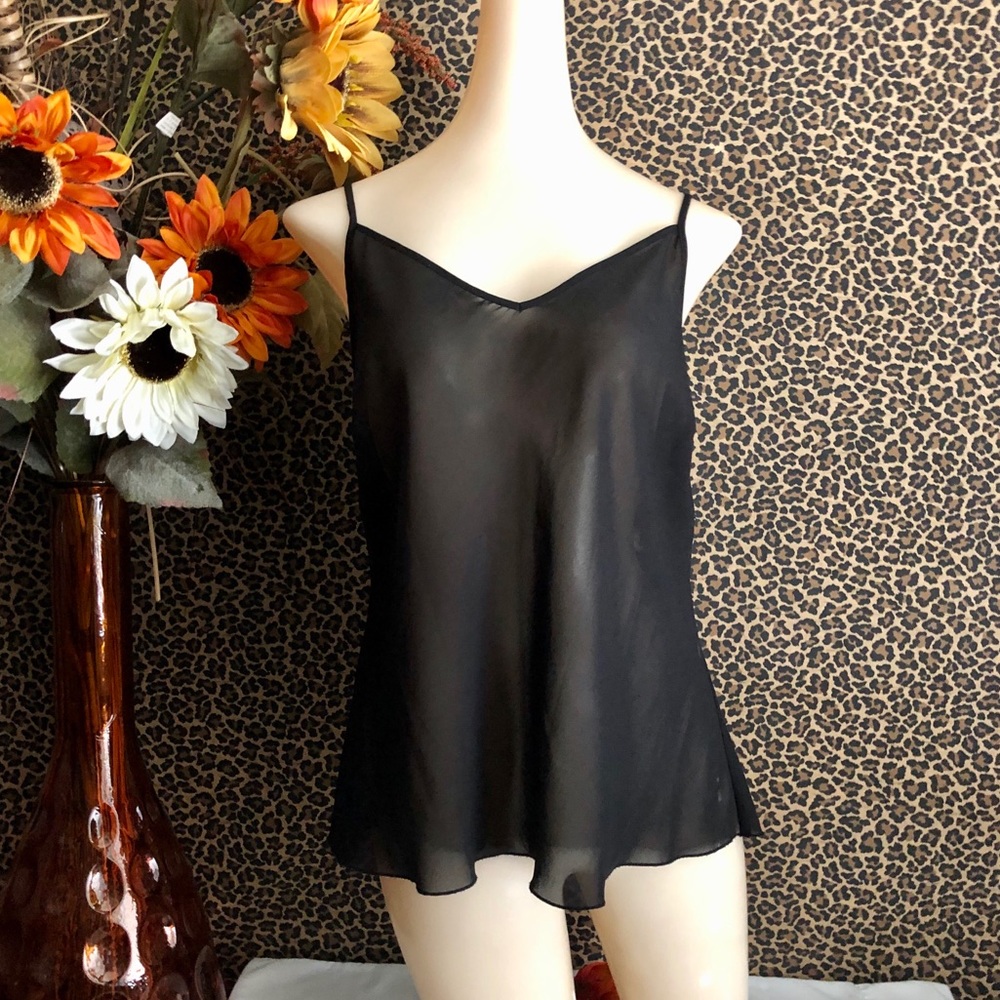 ❌SOLD❌🌻5/$25🌻NEW DIRECTIONS Sheer Black Tank LG - Picture 2 of 6